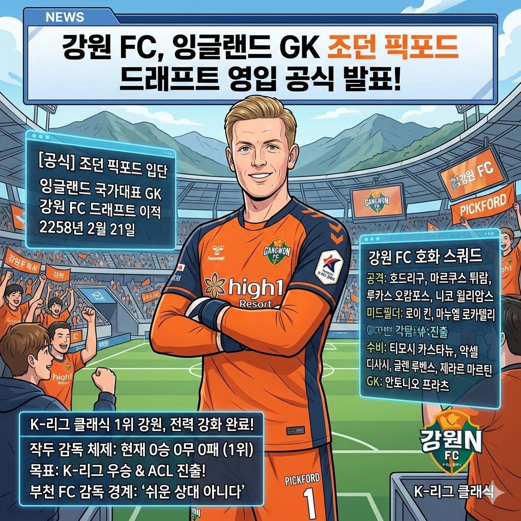 강원, 잉글랜드 No.1 골키퍼 픽포드 전격 영입!